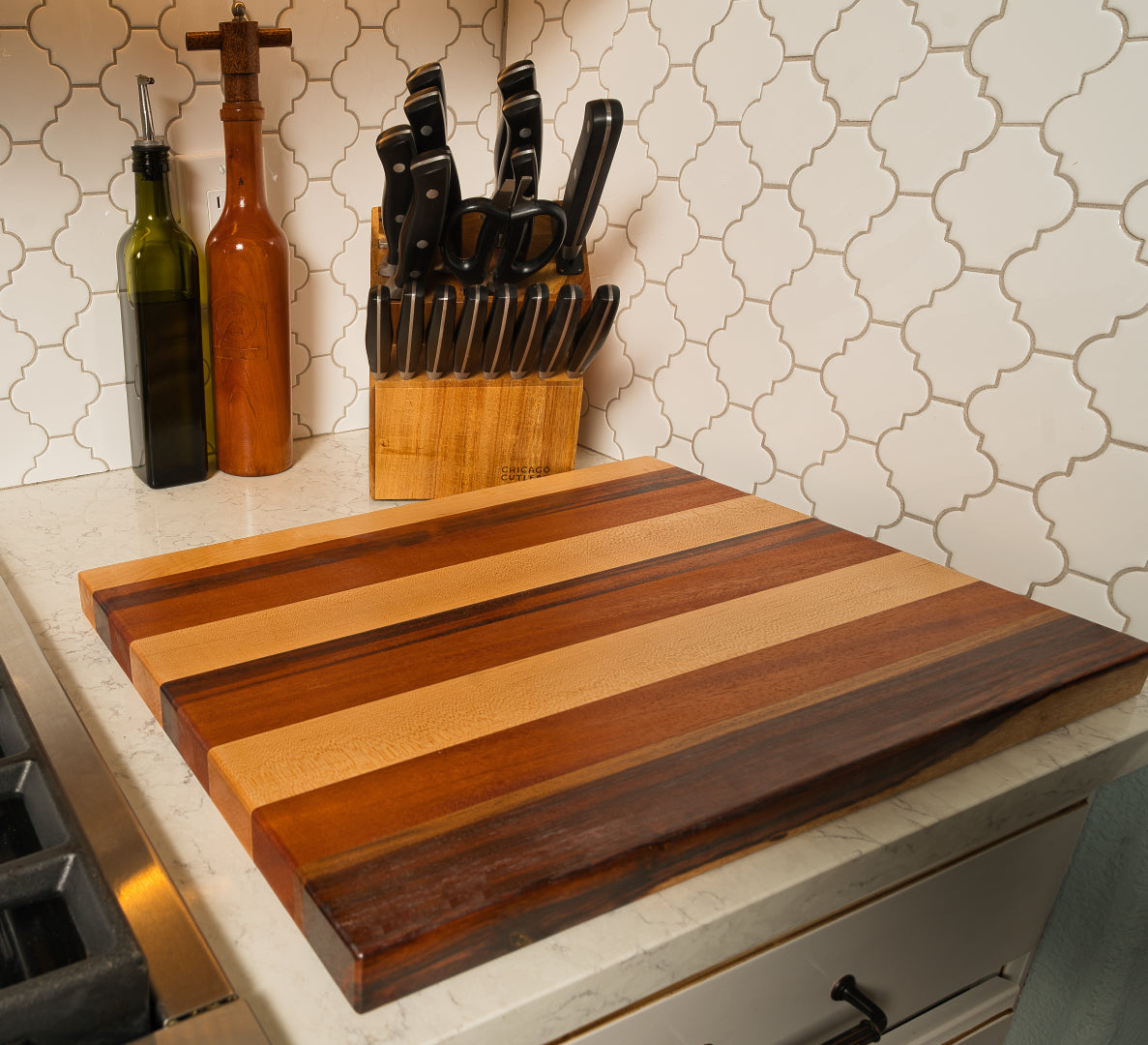 Kitchen Cutting Board Maple-KCB7-Tiger Wood-Granadillo