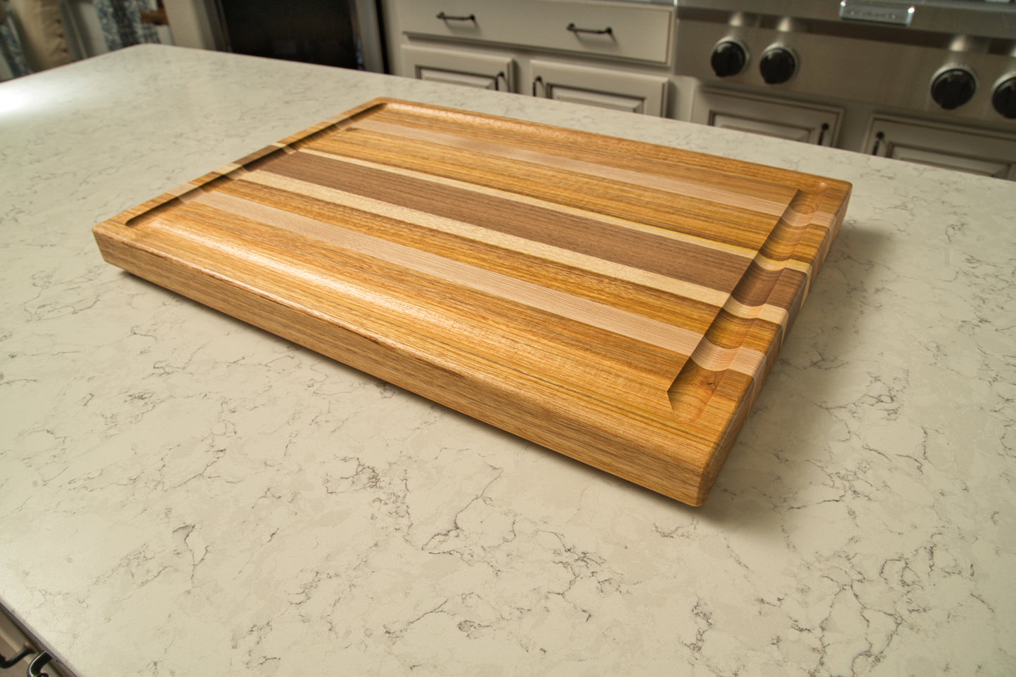 Beautiful Kitchen Cutting Board featuring Canary and Dark Walnut